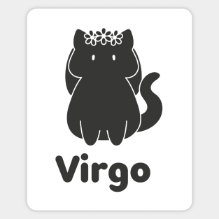 Virgo Cat Zodiac Sign with Text (Black and White) Sticker